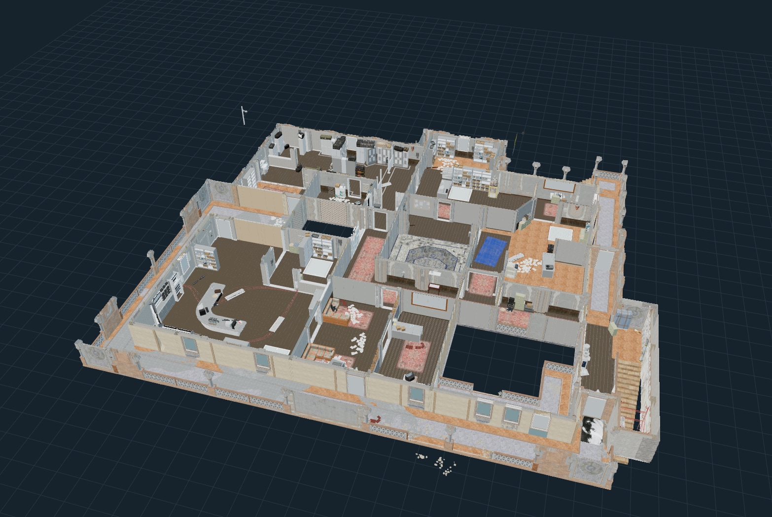 Cutaway view of Border's interior in the R6Guide 3D planner